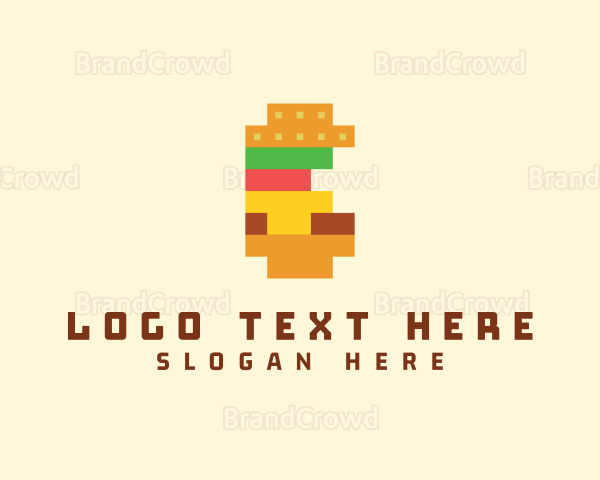 Pixel Burger Food Sandwich Logo