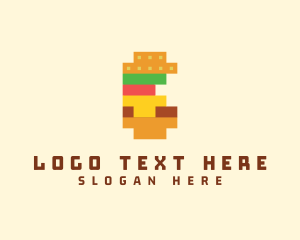 Fast Food - Pixel Burger Food Sandwich logo design
