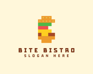 Bite - Pixel Burger Food Sandwich logo design
