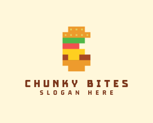 Pixel Burger Food Sandwich  logo design