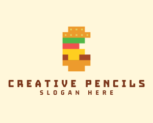 Pixel Burger Food Sandwich  logo design