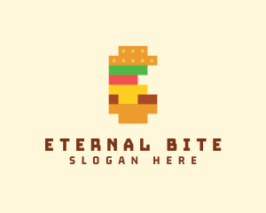 Pixel Burger Food Sandwich  logo design