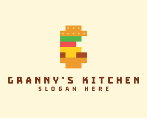 Pixel Burger Food Sandwich  logo design