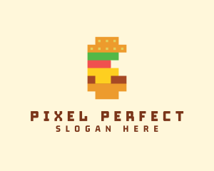 Pixel Burger Food Sandwich  logo design