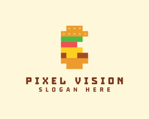 Pixel Burger Food Sandwich  logo design