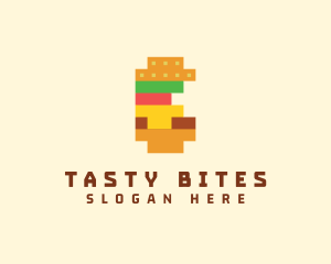 Pixel Burger Food Sandwich  logo design