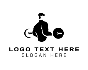 Barbell - Fitness Weightlifting Muscle Man logo design
