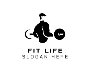 Fitness Weightlifting Muscle Man logo design