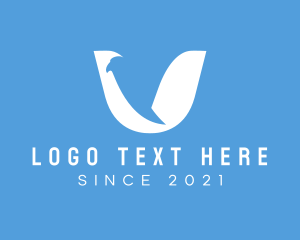 Eagle - Flying Falcon Bird Letter V logo design