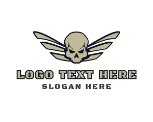 Skeleton - Skull Wing Tattoo Gaming logo design