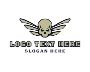 Military - Skull Wing Tattoo Gaming logo design