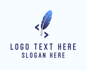 Coder - Quill Write Code logo design