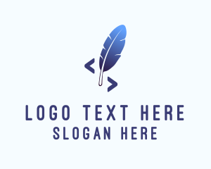 Feather - Quill Write Code logo design