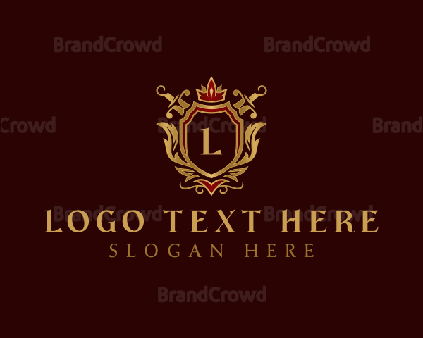 Luxury Knight Sword Shield Logo