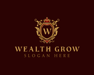 Luxury Knight Sword Shield logo design