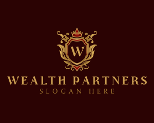 Luxury Knight Sword Shield logo design