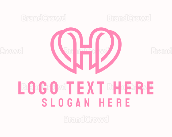 Cute Heart Letter H Logo