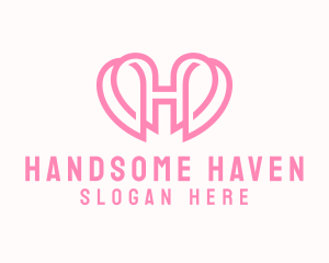 Cute Heart Letter H logo design