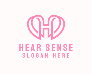 Cute Heart Letter H logo design