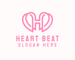 Cute Heart Letter H logo design