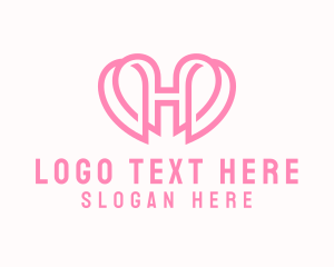 Letter H - Cute Heart Letter H logo design