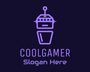 Game Stream - Purple Joystick Robot logo design