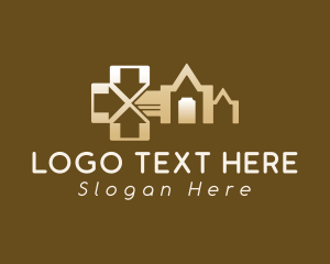 Land Developer - Gold House Key logo design