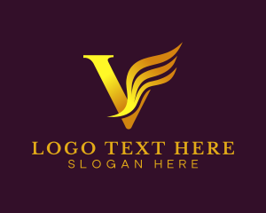 Gold - Elegant Feather Wing Letter V logo design