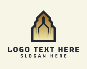 Property Developer - Gold Skyscraper Building logo design