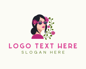 Portrait - Floral Woman Shades logo design