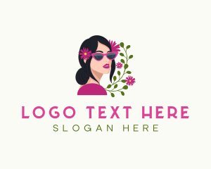 Woman - Floral Woman Shades logo design