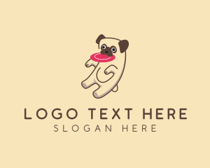 Pug - Pet Pug Frisbee Toy logo design