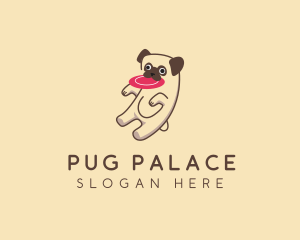 Pet Pug Frisbee Toy logo design