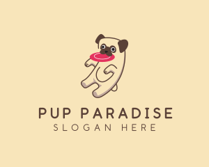 Pet Pug Frisbee Toy logo design