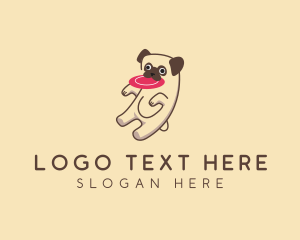 Pup - Pet Pug Frisbee Toy logo design