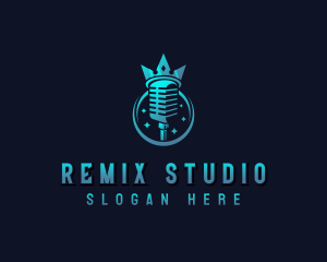 Studio Microphone Crown logo design