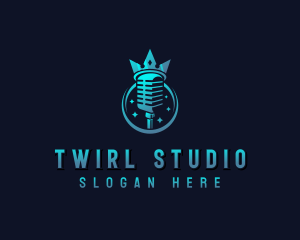 Studio Microphone Crown logo design