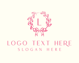 Present - Beauty Wreath Ribbon logo design