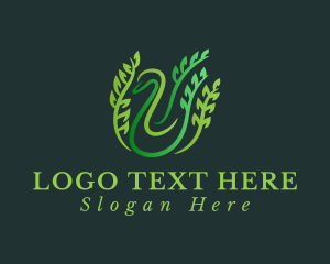 Duck - Swan Leaf Vines logo design