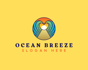 Miami - Heart Beach Wave Vacation logo design