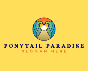 Heart Beach Wave Vacation logo design