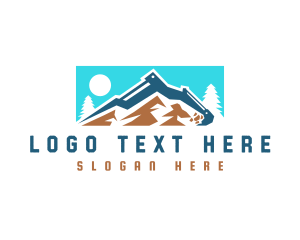 Backhoe - Excavator Mountain Quarry logo design