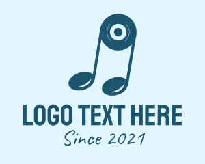 Record - Blue Disk Note logo design