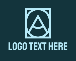 A - Blue Frame Letter O & A logo design