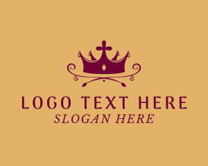 Regal - Maroon Elegant Crown logo design
