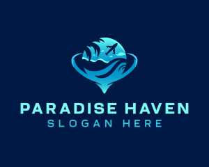 Tropical Airplane Travel logo design