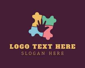 Puzzle - Colorful Hand Puzzle logo design