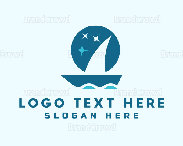 Ocean Boat Sailing Logo