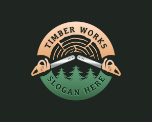 Lumber - Chainsaw Lumberjack Lumber logo design