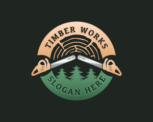 Chainsaw Lumberjack Lumber logo design